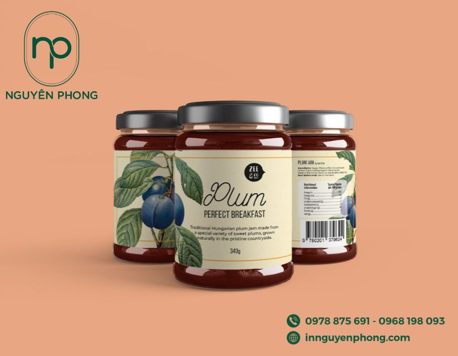 Mẫu tem dán mận sấy thiết kế 